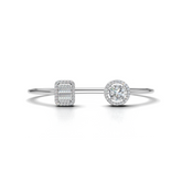 Elegant Diamond Cuff Bracelet with Baguette and Round Brilliant Cut Diamonds